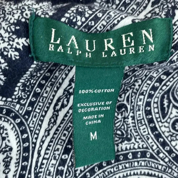 Lauren Ralph Lauren Pajama Top button down Womens M Blue 3028 - Picture 2 of 6